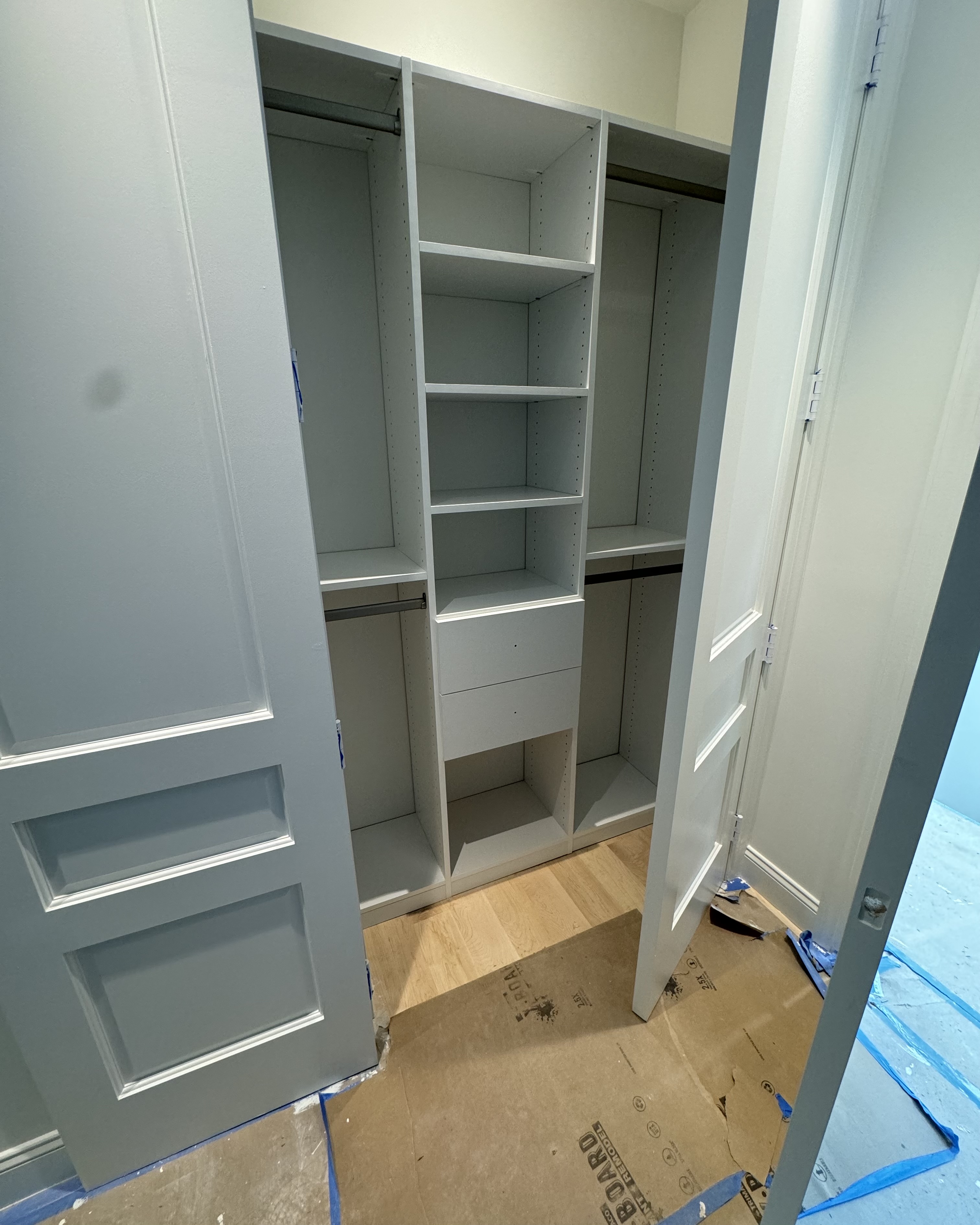 Reach-In custom closet project by Captain Chris's Closets on Long Island