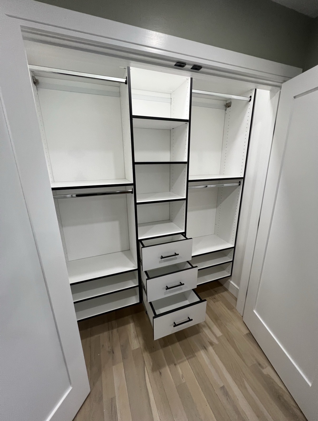 Reach-In custom closet project by Captain Chris's Closets on Long Island
