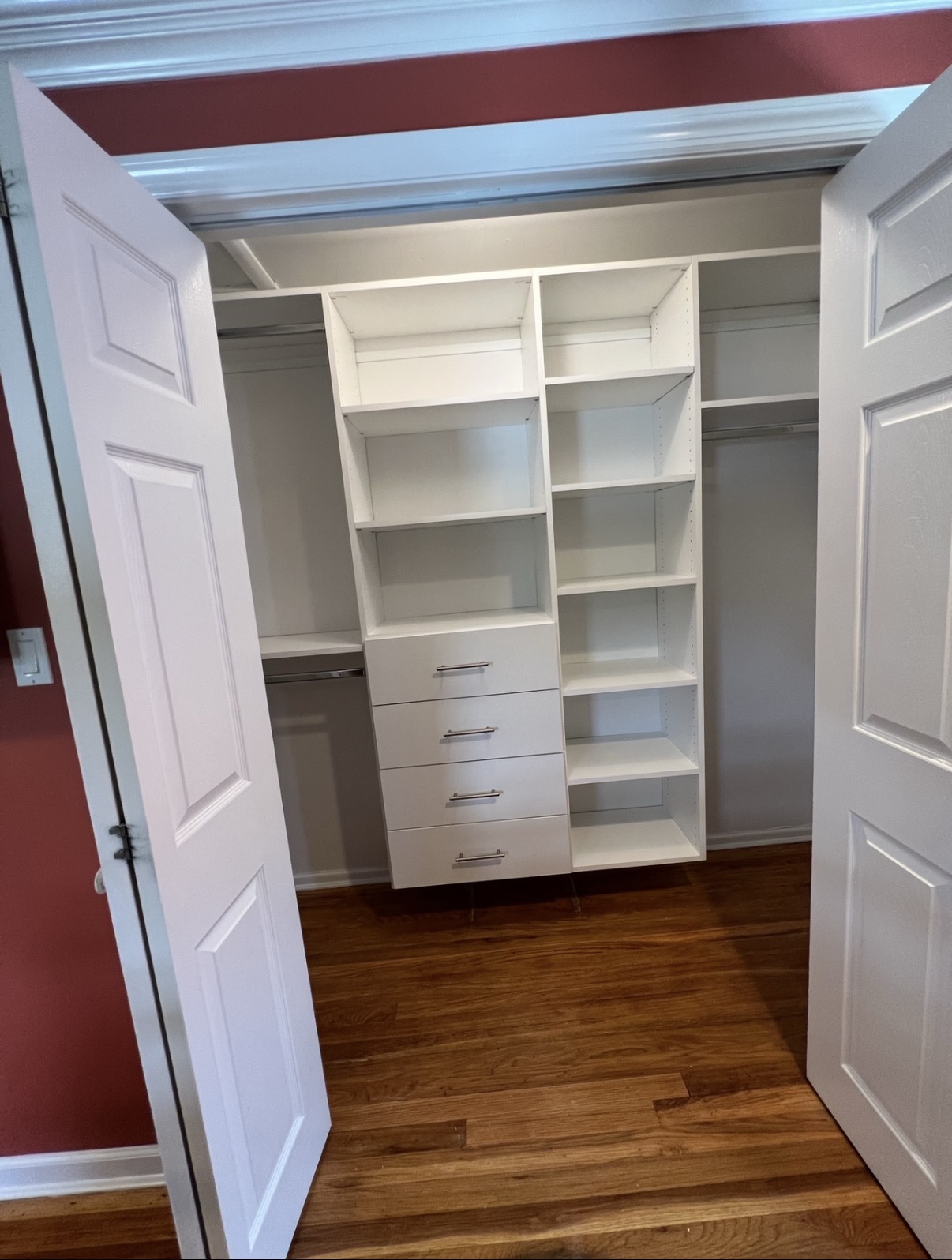 Reach-In custom closet project by Captain Chris's Closets on Long Island