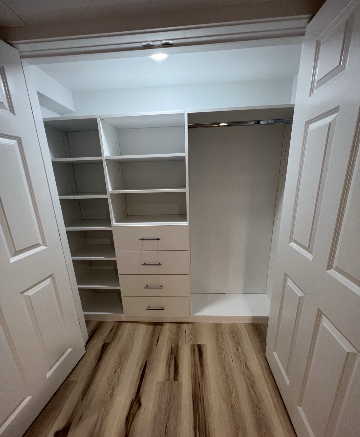 Reach-In custom closet project by Captain Chris's Closets on Long Island